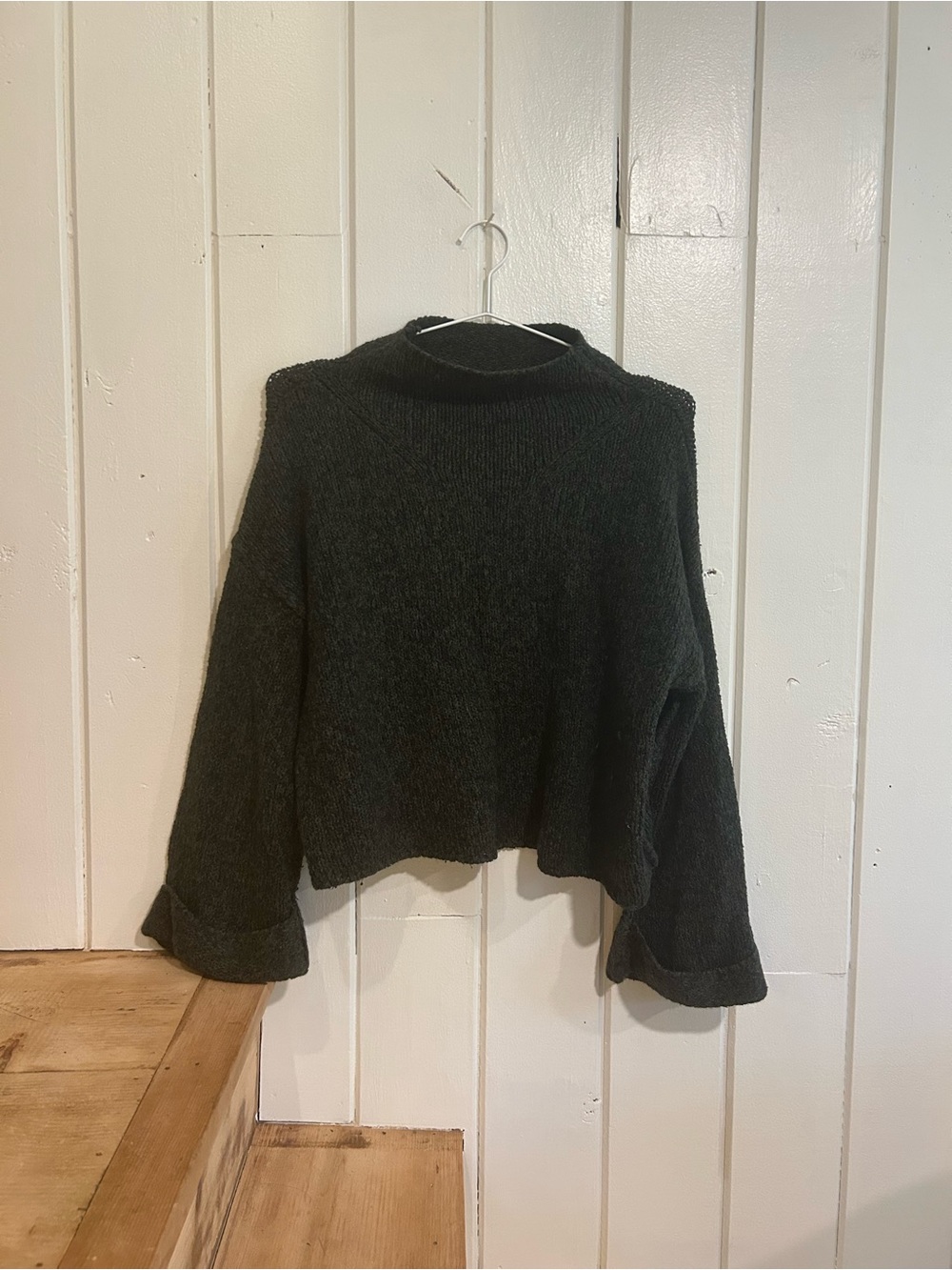 Moth by Anthropologie Alpaca Cotton Blend Forest Green Preppy Academia‎ Sweater